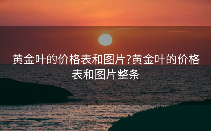 黄金叶的价格表和图片?黄金叶的价格表和图片整条